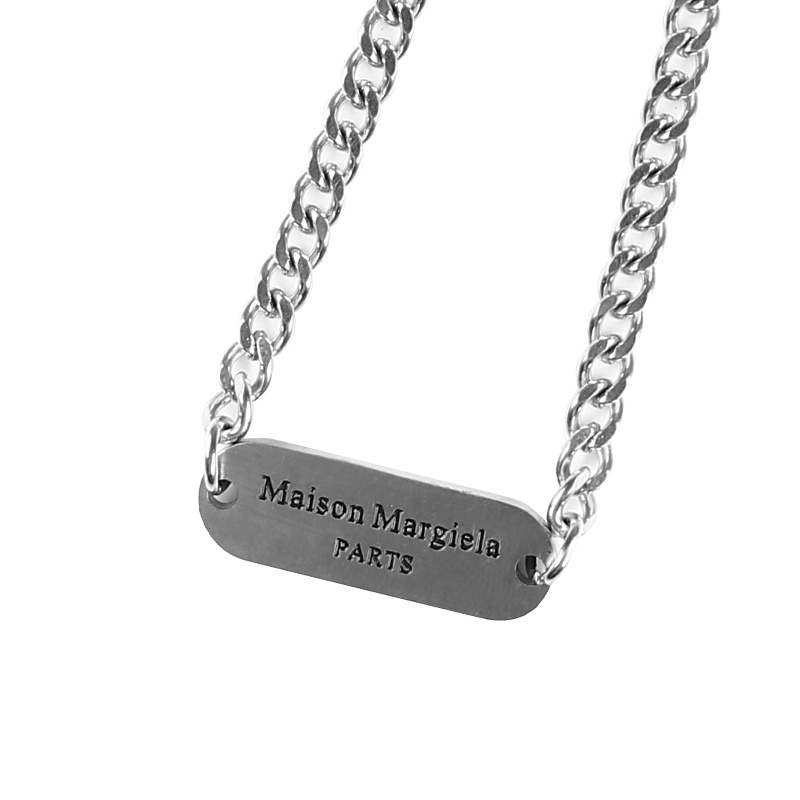 Vòng cổ bằng titan mặt dây hình vuông khắc chữ đơn giản phong cách hip hop Âu Mỹ thời trang cho nam và nữ