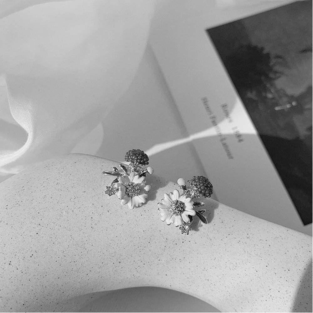 MXGOODS Bông Tai Mạ Bạc Hình Hoa Cúc Đơn Giản Thời Trang Cho Nữ