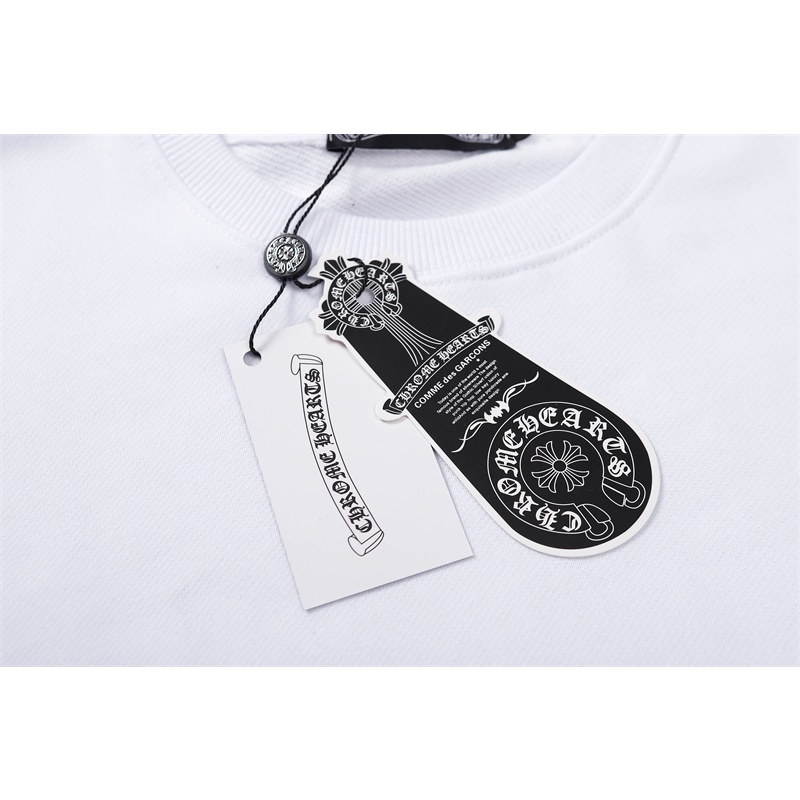 CHROME HEARTS Áo sweater cổ tròn in hình cây thánh giá màu bạc giản dị cho nam và nữ