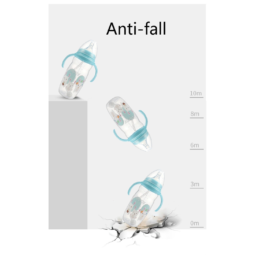 Bình sữa nhựa PP cho bé bầu rộng 330ml Bình tạo vú bằng silcone có tay cầm