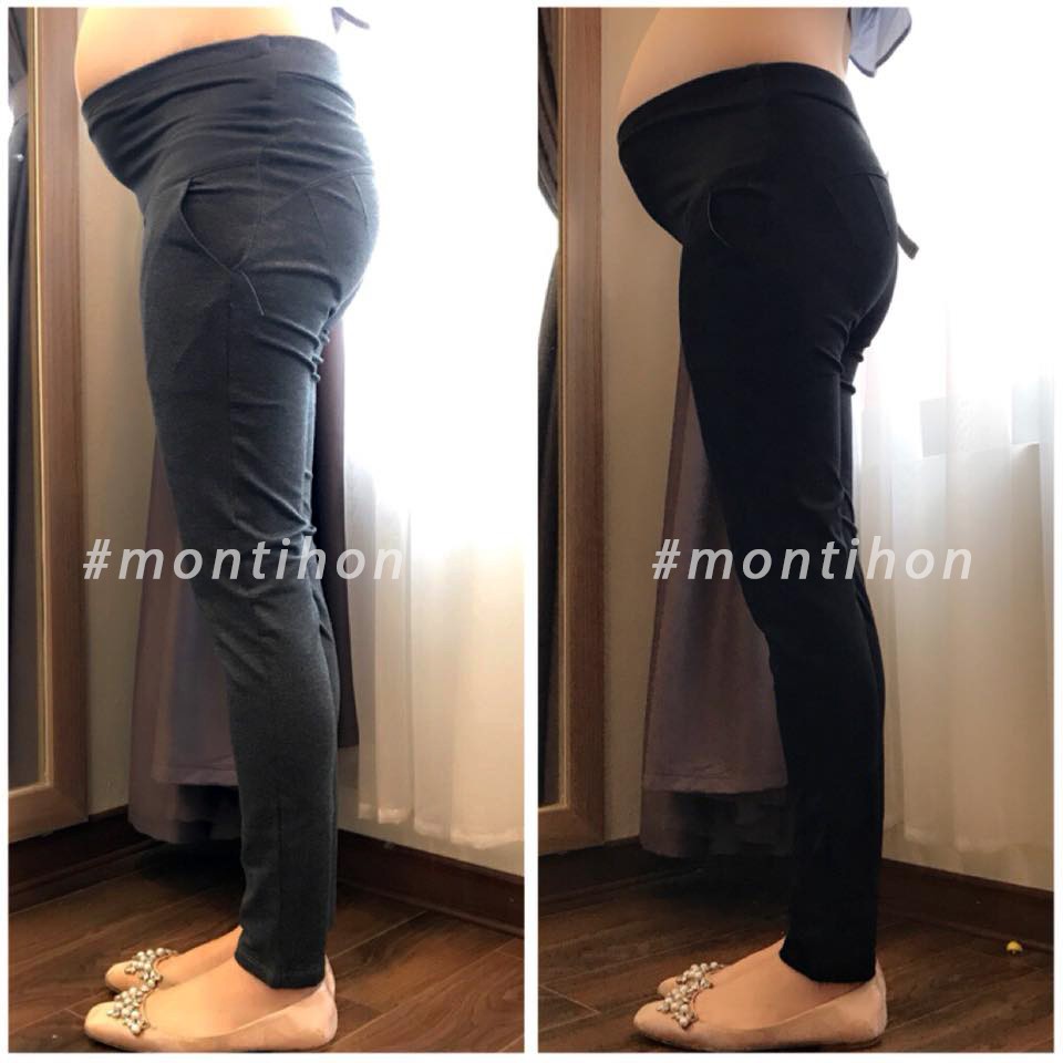 Quần Legging Bầu montihon nâng mông - Chất cotton dày vừa co giãn tốt - thấm mồ hôi (Đủ Size từ 40-85kg)