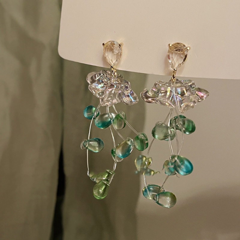 Đôi Bông Tai Hoa Tua Rua Đính Đá Thời Trang