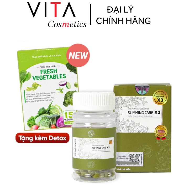 Slimming Care X3 Viên Thảo Mộc Giảm Cân Thế Hệ Mới Hiệu Quả Sau 1 Liệu Trình (Hộp 30 Viên) - Vita Cosmetics