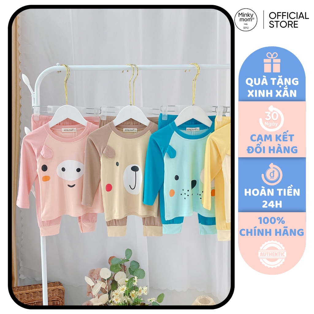 [SALE] Bộ Dài Tay Bé Trai, Bé Gái KIMCHI Vải Thun Lạnh Tai Thú 3D Dễ Thương, Quần Áo Trẻ Em Thu Đông KWTD2103