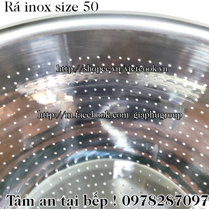 [CHÍNH HÃNG] Rá inox size 50 cm Vietcook loại dầy, rá, rổ inox vo gạo inox cao cấp Vietcook