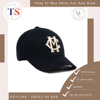 Mũ lưỡi trai Unisex cao cấp chất liệu vải Kaki Thêu chữ MC, nón lưỡi trai Hàn Quốc màu đen.