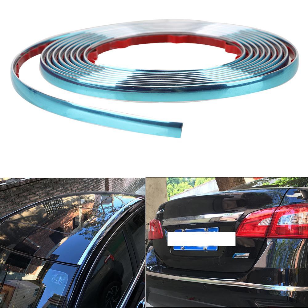 △10mm*3m Exterior Parts Self Adhesive Silver Side Door Chrome Strip Universal Styling Mouldings Car Rearview Mirror Bu