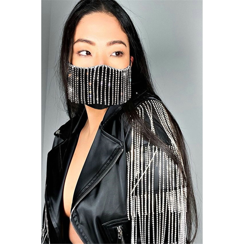 Mặt Nạ Đính Đá Phối Tua Rua Lấp Lánh Thời Trang unisex