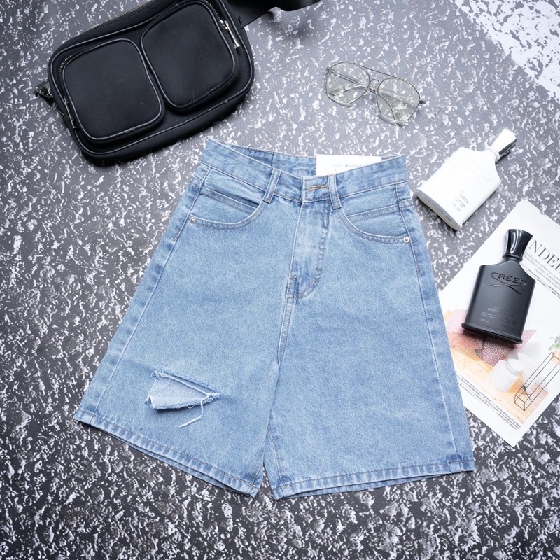 QUẦN SHORT JEANS NGỐ BIGSIZE VNXK✈️FREESHIP Quần Sọc Nữ Ngố Rách Nhẹ Bigsize Ms 47