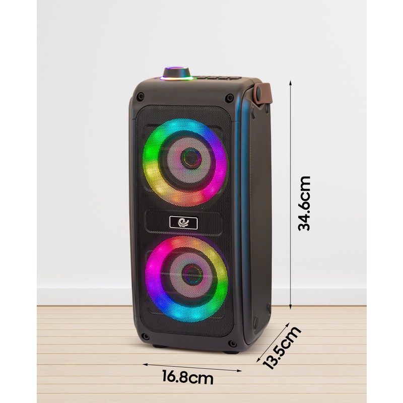 Loa thùng di động xách tay 2 BASS KTS-bluetooth hát Karaoke nhạc cực ấm,vang + tặng kèm micro có dây