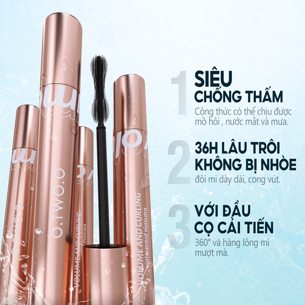 Mascara O.TWO.O chống nước chống nhòe lâu phai 36h cho hàng mi dày dài và cong vút