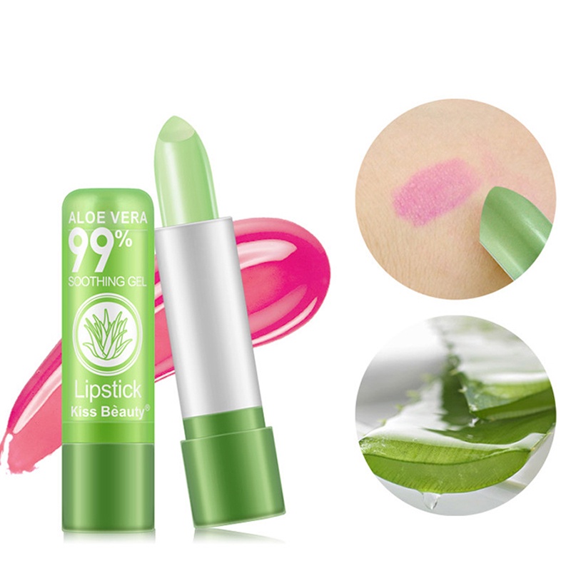 Son dưỡng môi KISS BEAUTY chiết xuất nha đam dưỡng ẩm chống nứt nẻ cho môi, mang lại đôi môi mềm mịn căng bóng