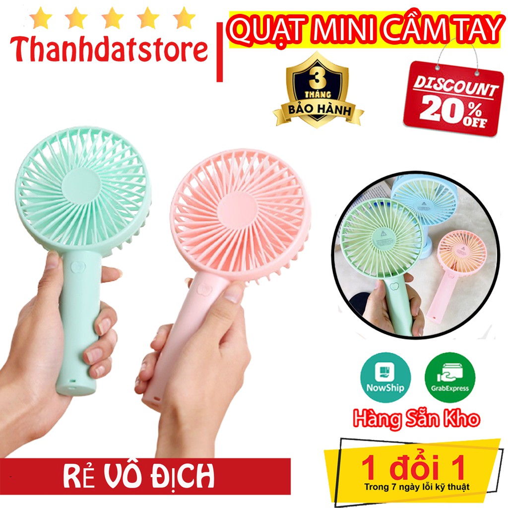 Quạt Mini Cầm Tay Tích Điện 4 Cánh Pin Sạc Có Đế Để Bàn 💥SIÊU HOT💥