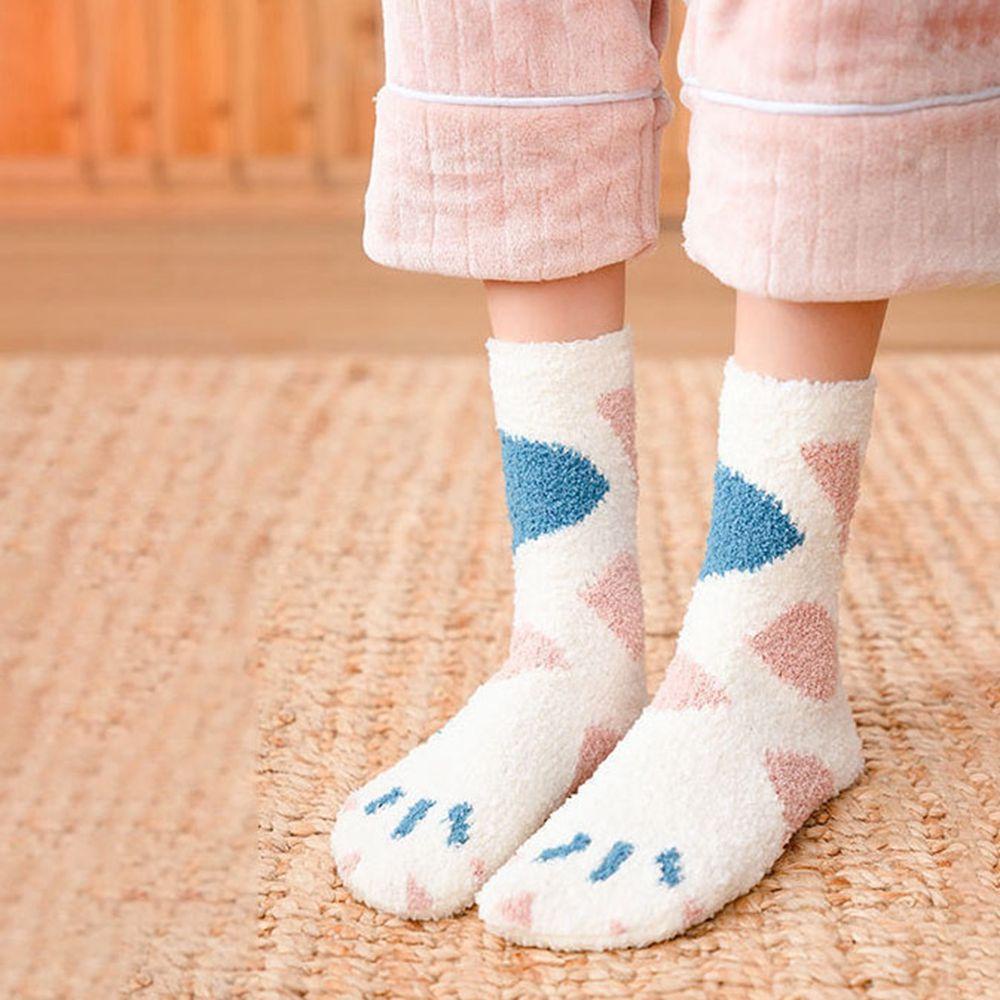 Dwayne Vớ Lông Cừu San Hô Mềm Mại Thoáng Khí Giữ Ấm Hình Chân Mèo Dễ Thương Dành Cho Nữ