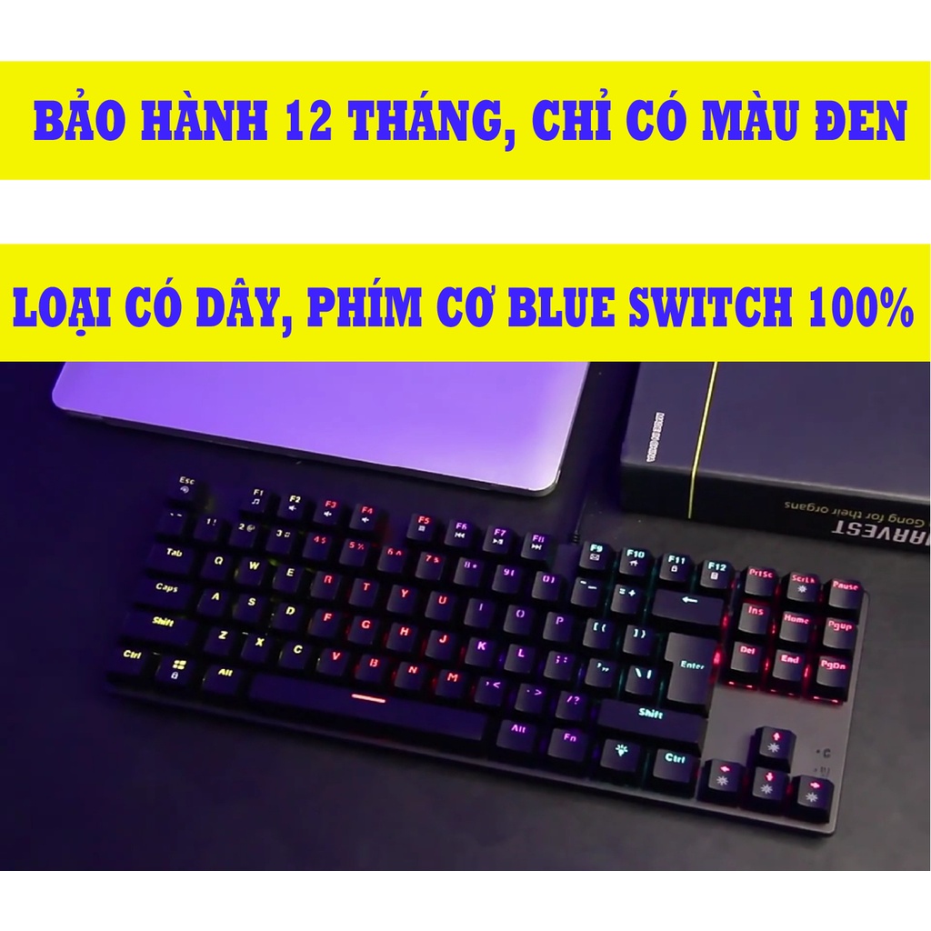 Bàn Phím Cơ Màu Đen Có Dây Xflash KA800, Phím Cơ Blue Switch 100%, Chơi Game Tuyệt Đỉnh