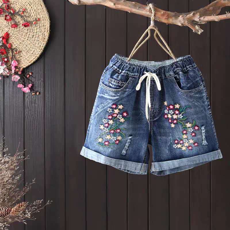 Quần Short Denim Lưng Thun Co Giãn Thời Trang Cho Nữ