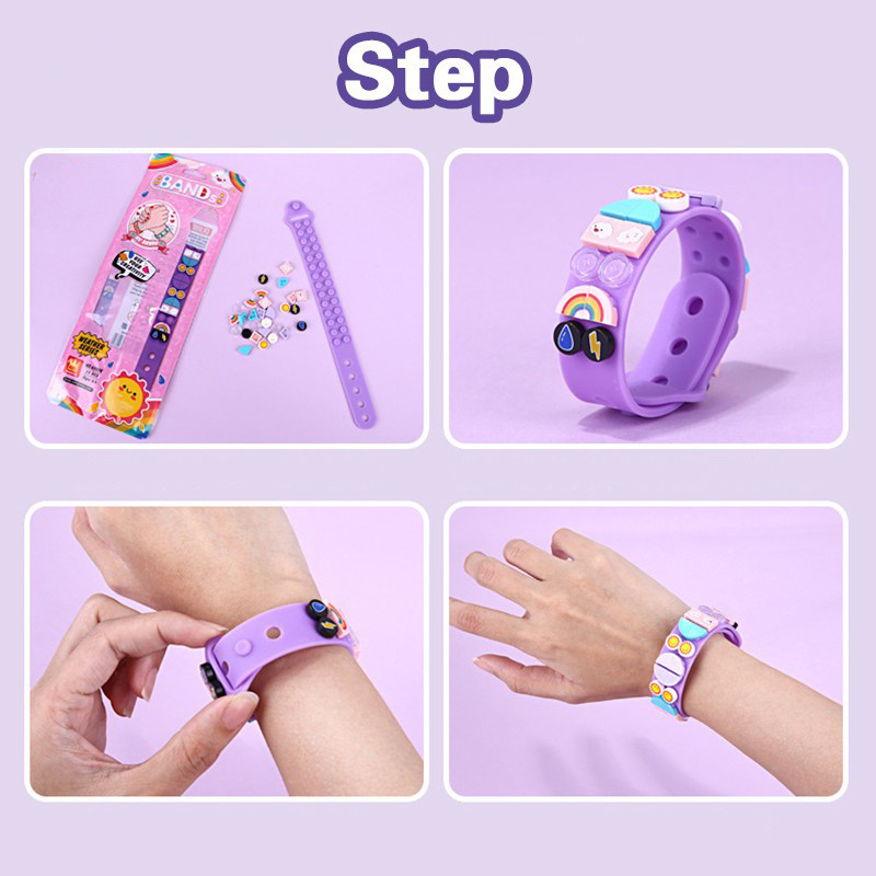 Vòng đeo tay silicone kết hợp khối lắp ghép mô hình lắp ráp sáng tạo cho trẻ em