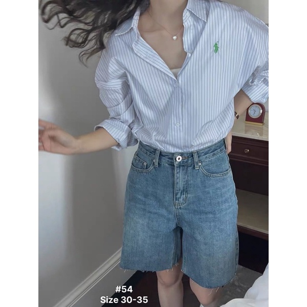 Quần Short Ngố Jean Nữ Lưng Cao Trơn Lai Tua Bigsize Đến 80kg Ms54