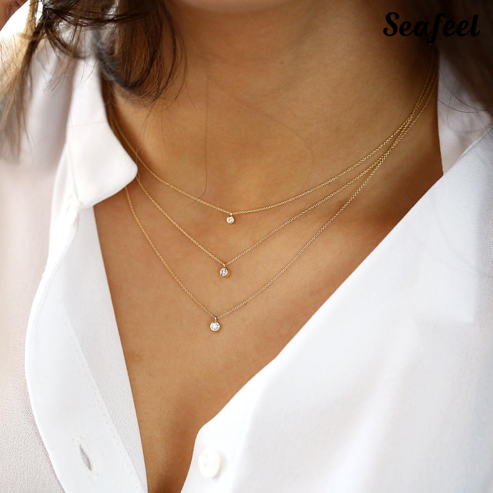 SF Vòng Cổ Choker Nhiều Lớp Đính Đá Thời Trang Cho Nữ