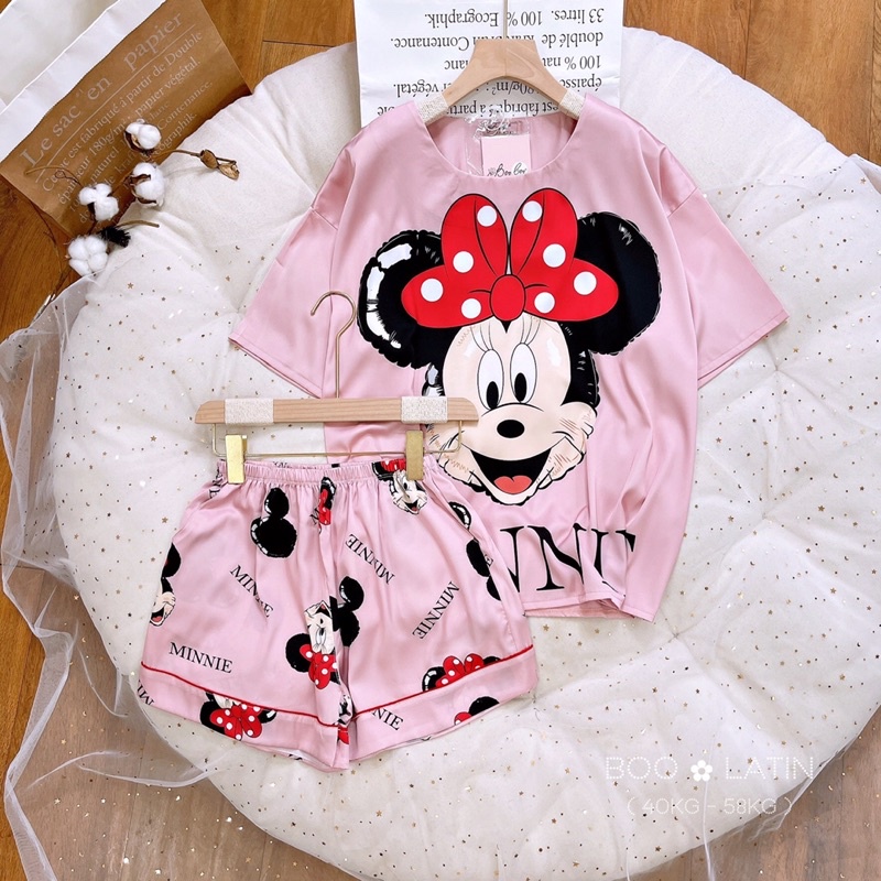 Đồ bộ, Đồ ngủ lụa Latin mẫu cổ tròn xinh xắn (40-58kg) | BigBuy360 - bigbuy360.vn