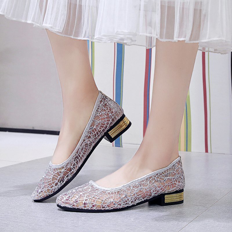 Giày Búp Bê Đế Mềm Mũi Nhọn Thoáng Khí Cho Nữ Size 35-42