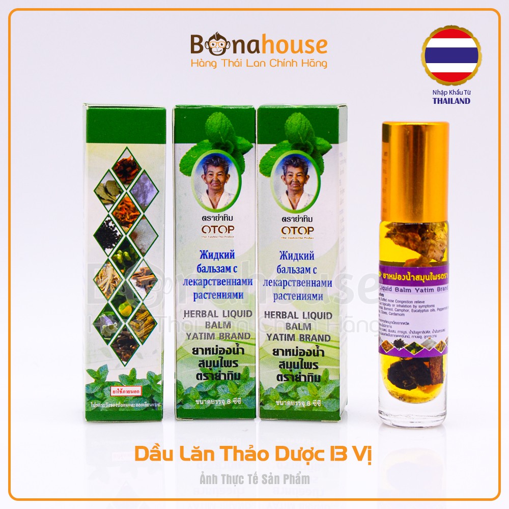 Dầu Nóng Ngâm Thảo Dược OTOP Yatim Brand 13 Vị Thái Lan 8ml