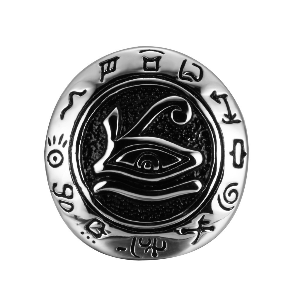 Nhẫn thép titan thời trang nam Nhẫn cổ Amulet Ai Cập cổ đại của mắt Horus