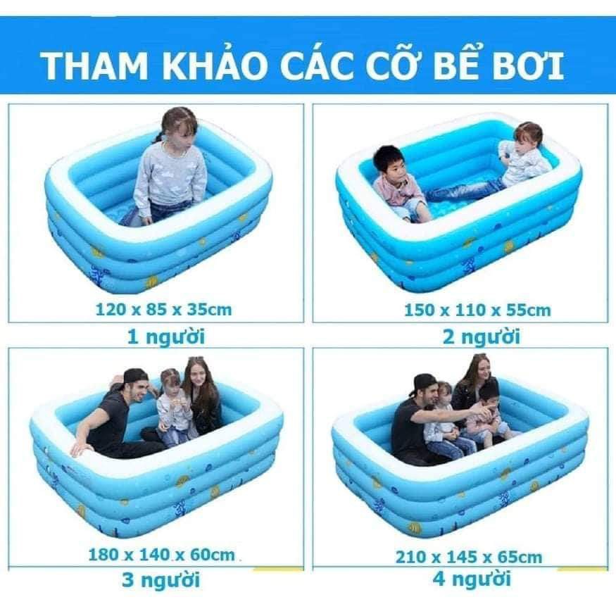 Bể Bơi Phao Cho Bé - 1m3 - 3 Tầng – 130x90x50cm - Có Đáy Chống Trượt