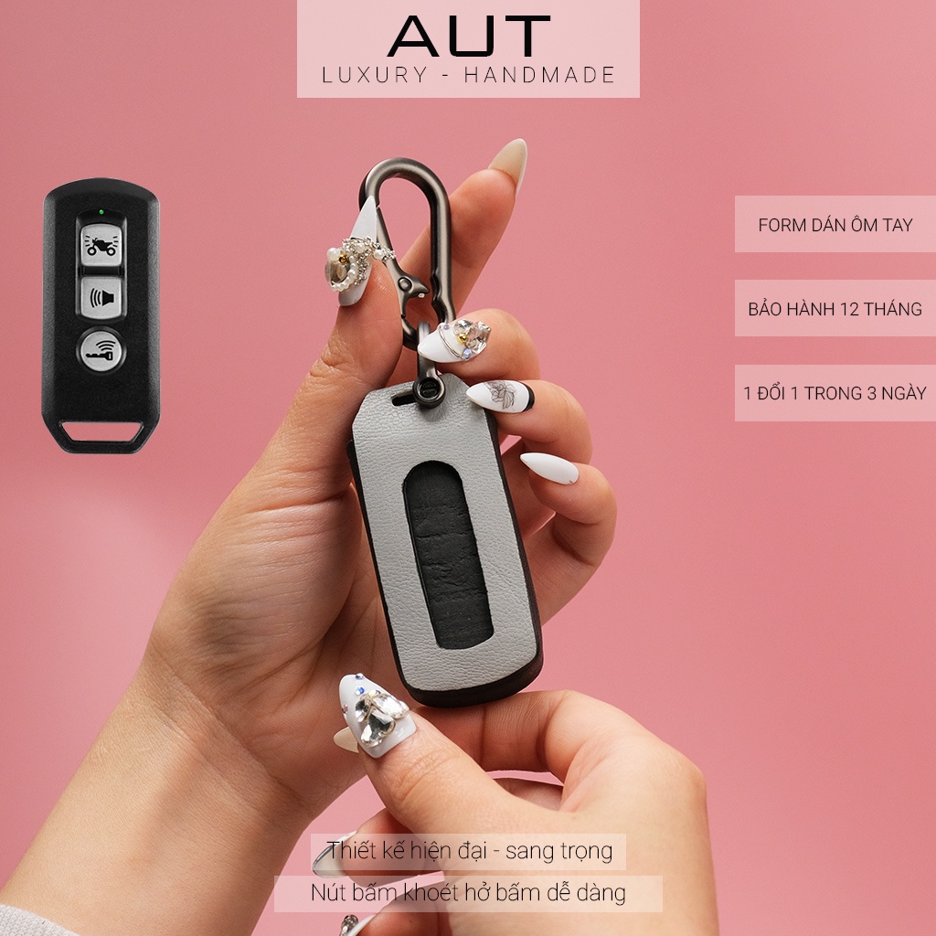 Ví da đựng chìa khóa smartkey Honda SH Pcx SH Mode Cub Adv da bò khâu tay SHKV CD có tay cầm