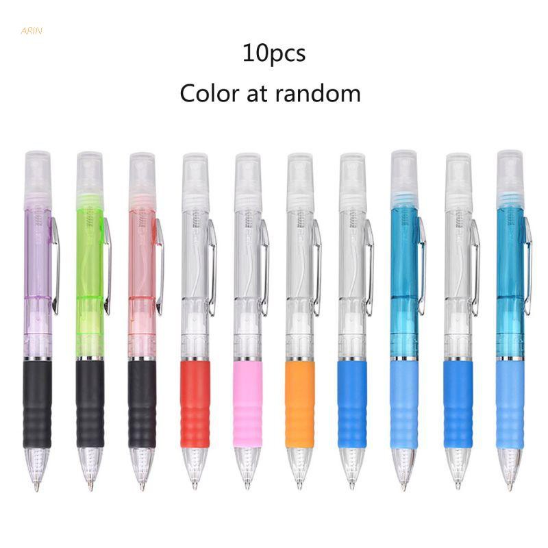 ARIN 10Pcs Spray Pen Portable Refillable Writing Spray Mister Gel Ballpoint Pens Kit