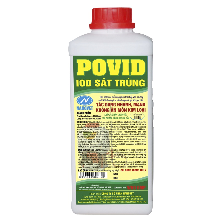 Chai 250ml, 1l sát trùng Povid