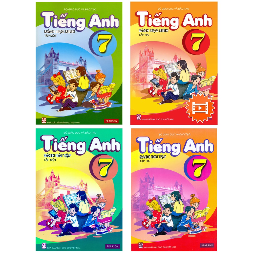 Sách - Tiếng Anh lớp 7 - trọn bộ 4 quyển (không có đĩa và mã học online)