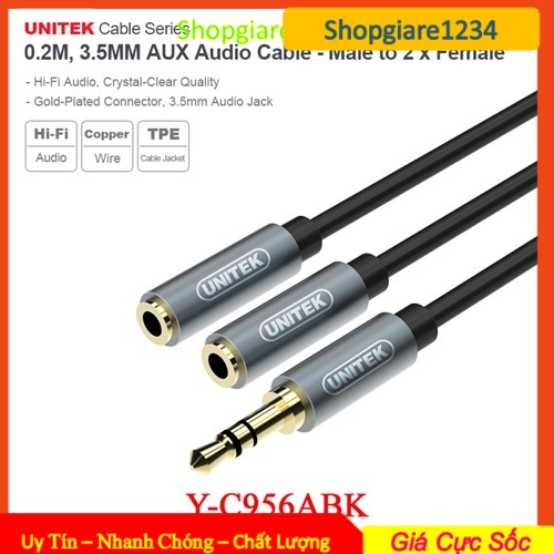 DÂY CHIA TỪ 1 RA 2 TAI NGHE LOẠI TỐT UNITEK Y-C956 JACK CẮM 3.5 LY