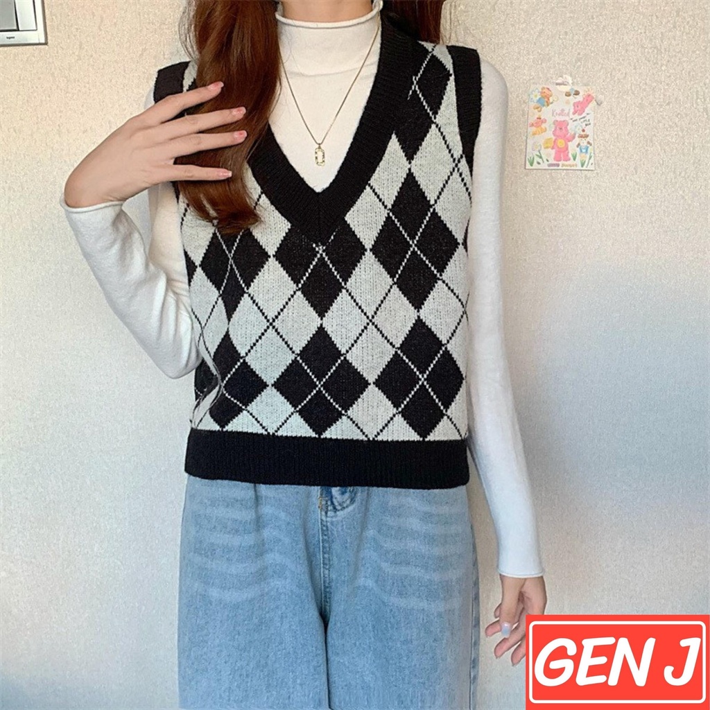 Áo gile len mỏng họa tiết thổ cẩm siêu xinh - Gendi - 06