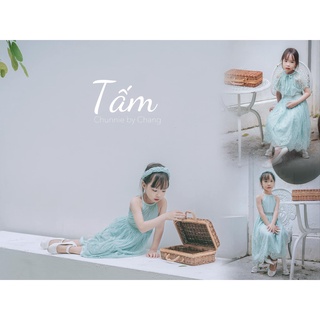 Váy thiết kế công chúa trẻ em- Đầm Tấm xanh