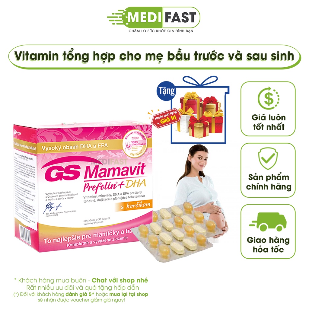 Vitamin tổng hợp cho bà bầu - Vitamin GS Mamavit Có DHA và EPA cho phụ nữ mang thai và cho con bú - Hộp 60 viên