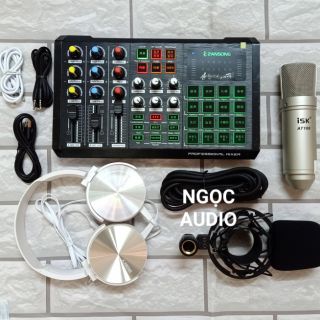 Bộ hát live stream thu âm sound card s8 và mic isk at100 tặng kèm tai nghe