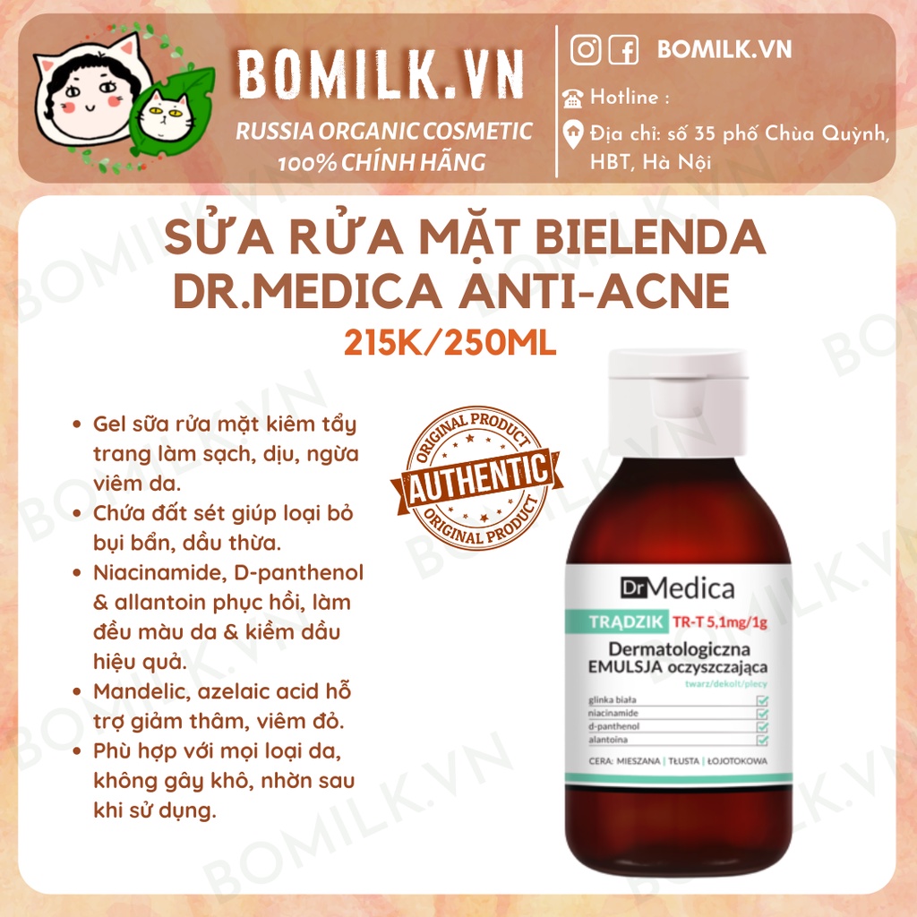 Sữa rửa mặt Emulsion Cleansing Bielenda Dr.Medica