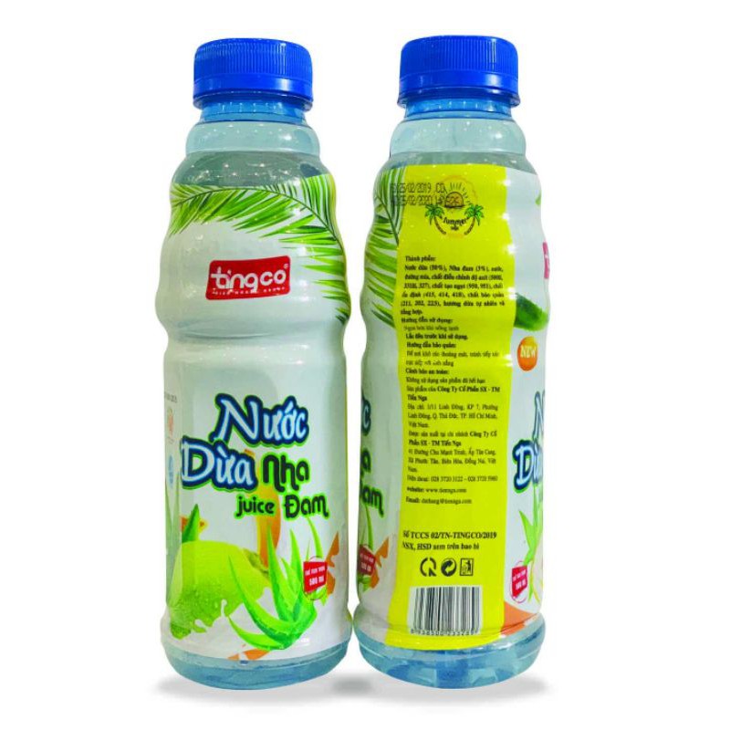 BÁN LẺ _ Lốc 6 chai nước dừa nha đam Tingco 500ml