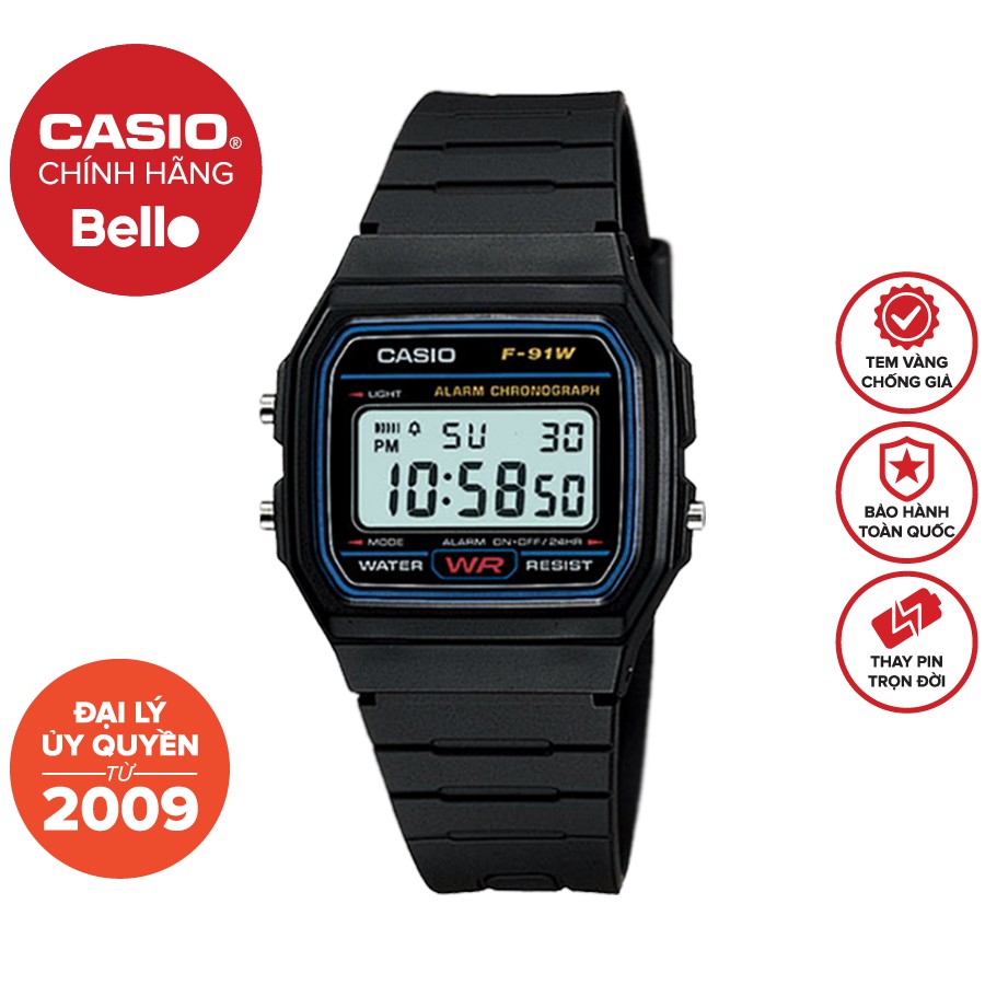 Đồng hồ Casio Nam F-91W giá rẻ, thay Pin trọn đời