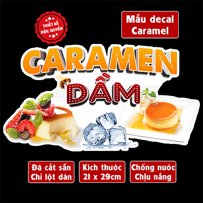 Poster decal CARAMEN DẦM trang trí quán nước, dán tường, tủ kính,cao cấp chống nước- A4 cắt sẵn chỉ cần lột dán