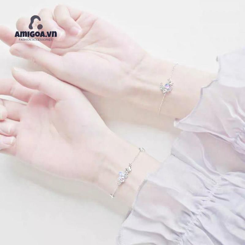 ✨✨Vòng tay mặt hình bươm bướm/ mặt trăng đính đá lấp lánh phong cách Hàn Quốc dành cho nữ