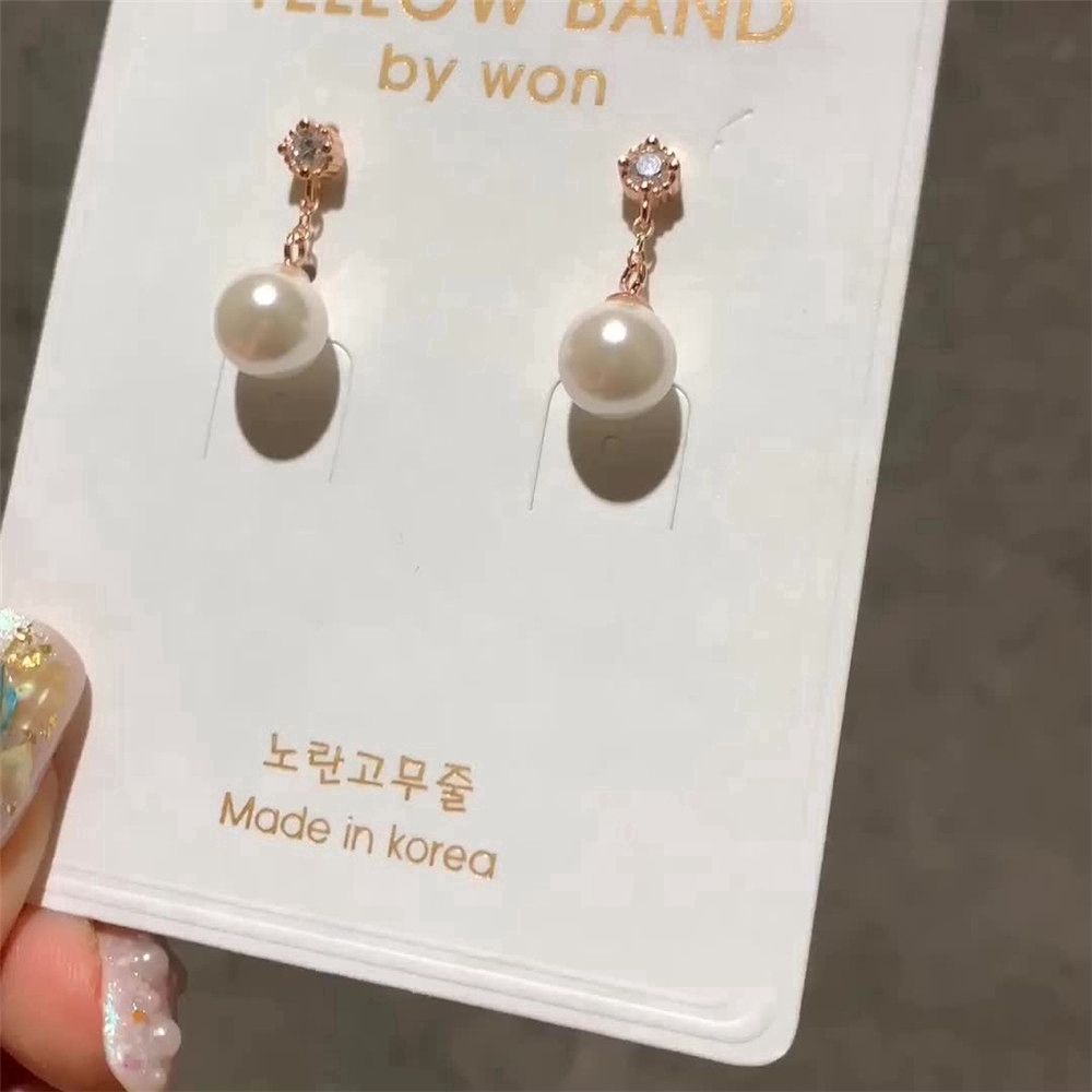 Khuyên Tai Nữ Trang Dáng Tròn Đính Ngọc Trai Phong Cách Hàn Quốc