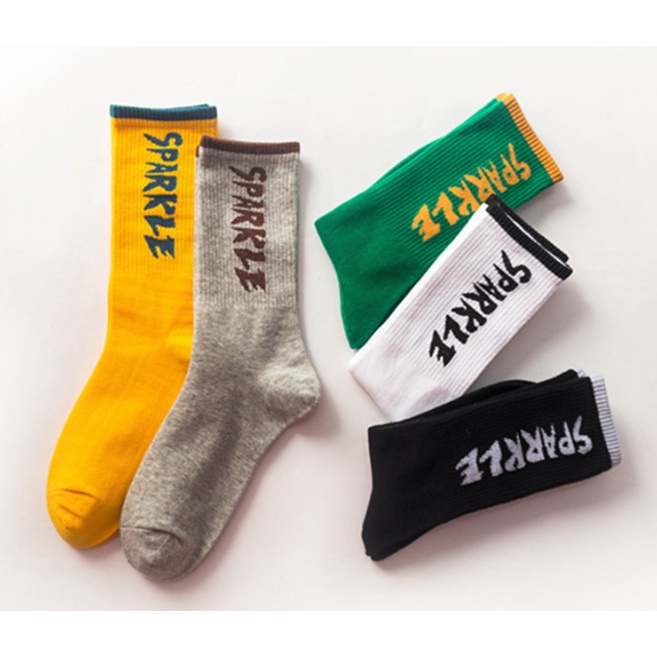 Vớ Tất cao cổ thể thao chữ SPARKLE Nam Nữ phong cách trẻ trung, cá tính, năng động.