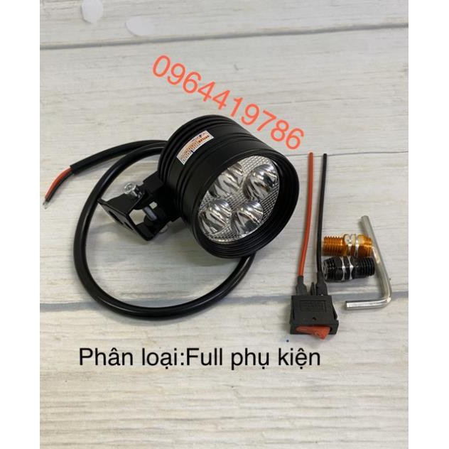 Đèn LED trợ sáng L4 ngắn 3 chế độ lắp chân gương.Tặng full phụ kiện