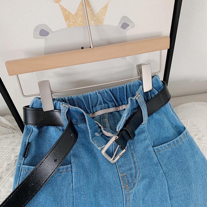 Quần jean ống suông rộng có thắt lưng phong cách Hàn Quốc thời trang dành cho bé gái