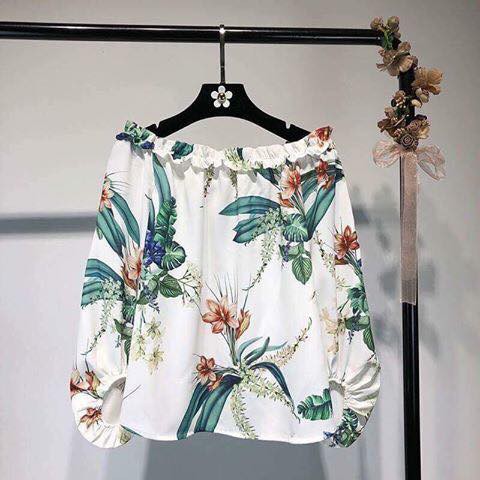 ÁO SƠ MI HOA TRỄ VAI
