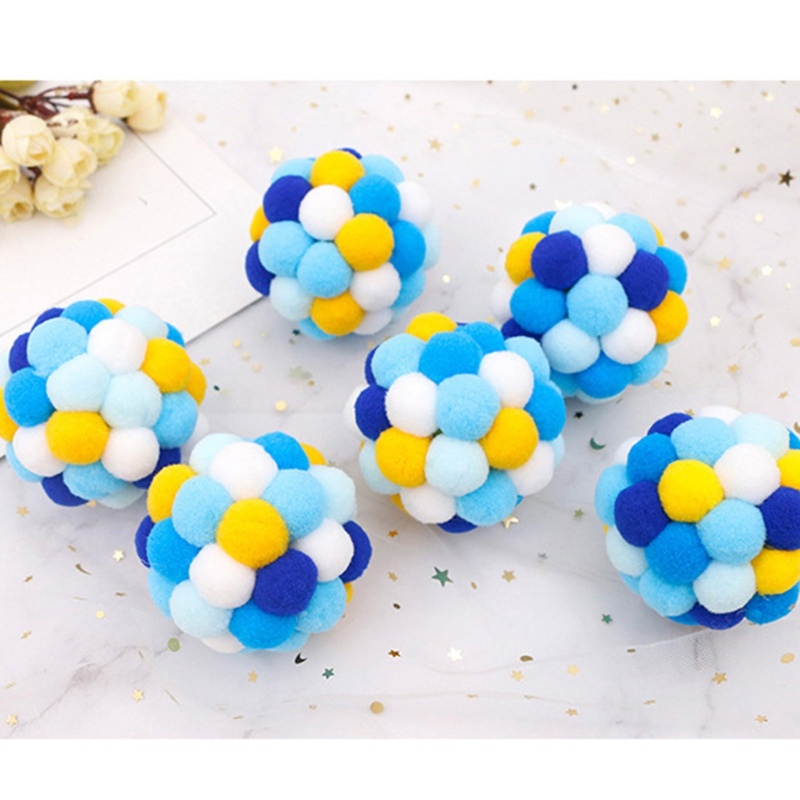 Set 3 Quả Bóng Lông Nhung Mềm Mại Nhiều Màu Sắc Có Chuông Đồ Chơi Cho Mèo