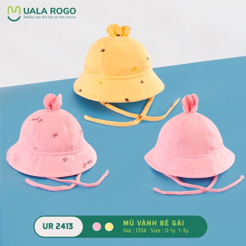 UALAROGO - Mũ tai bèo thắt dây Petit mềm mịn cao cấp che nắng cho bé gái 1-3y