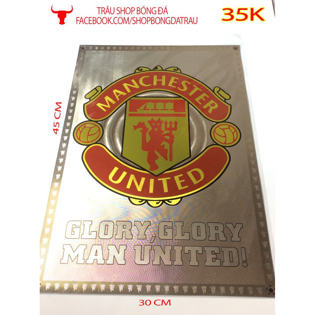 Tấm dán lưu niệm 30*45cm - các câu lạc bộ bóng đá Manchester, Arsenal, Chelsea, Barca, Real, Liverpool Trâu